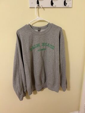 Gray Palm Beach Embroidered Crewneck Sweatshirt